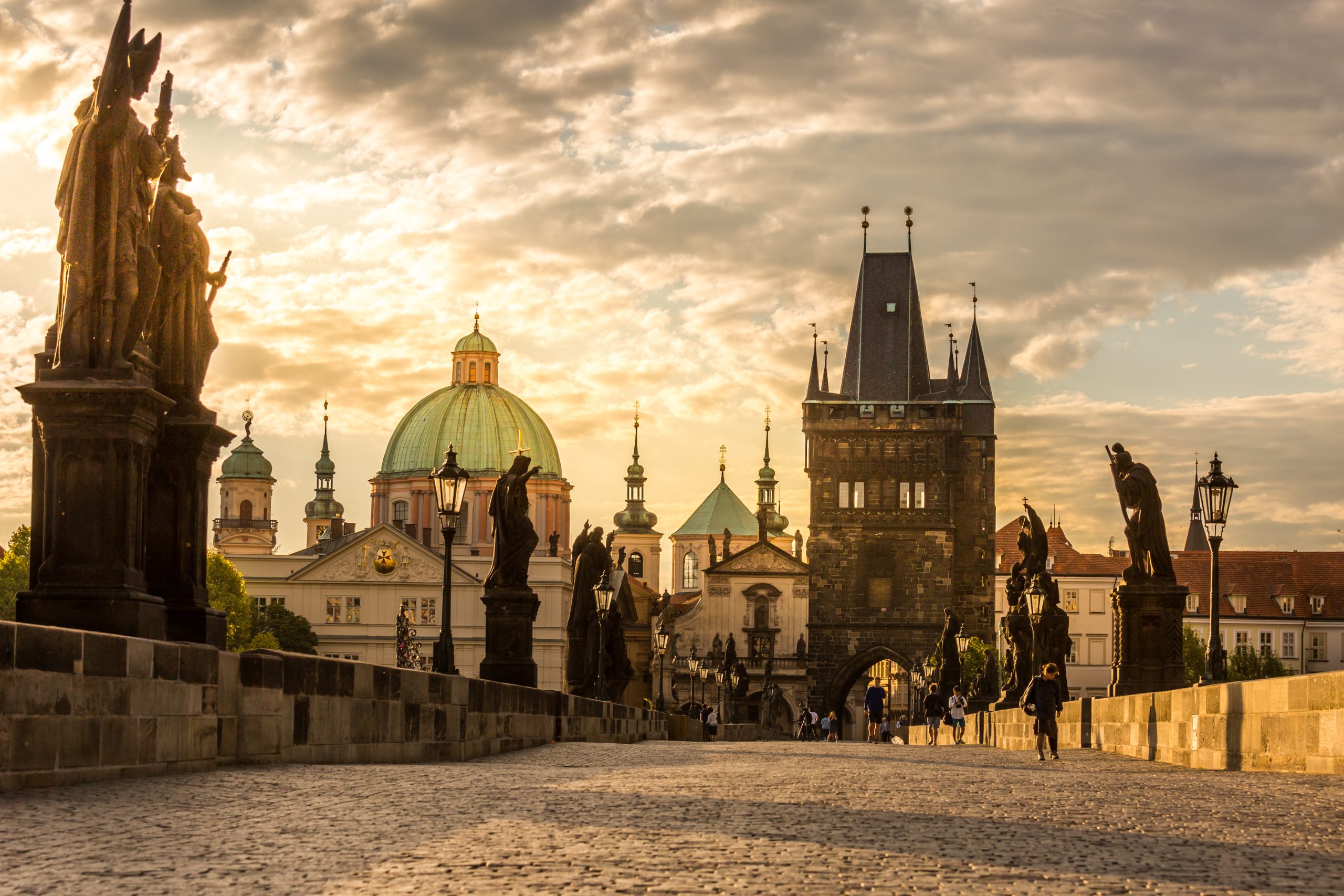 Prague Charles bridge sunrise